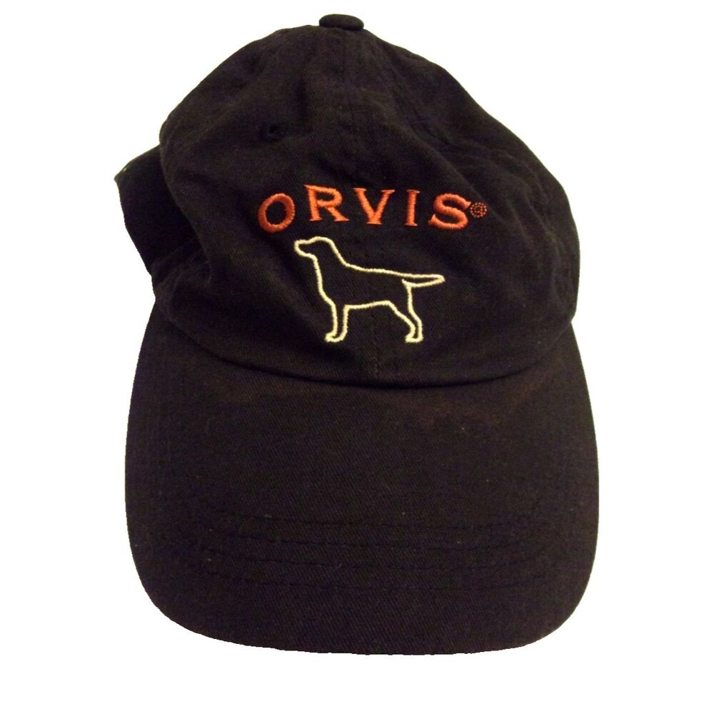 Orvis Baseball Cap Hunting Dog Patch Navy Blue White Logo Adjustable OS